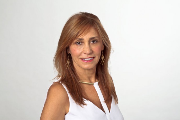 Professional portrait of a woman on a white background