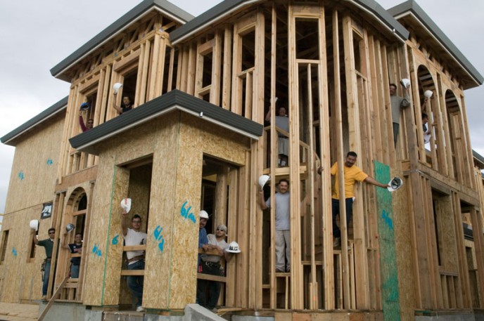 Group portrait of framing contractors.